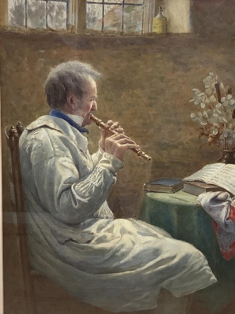 Henry Terry (1879-1920), two watercolours, a flautist, 45.5 x 33.5 cm and a monk with a glass of wine, and 38 x 28.5 cm, both signed